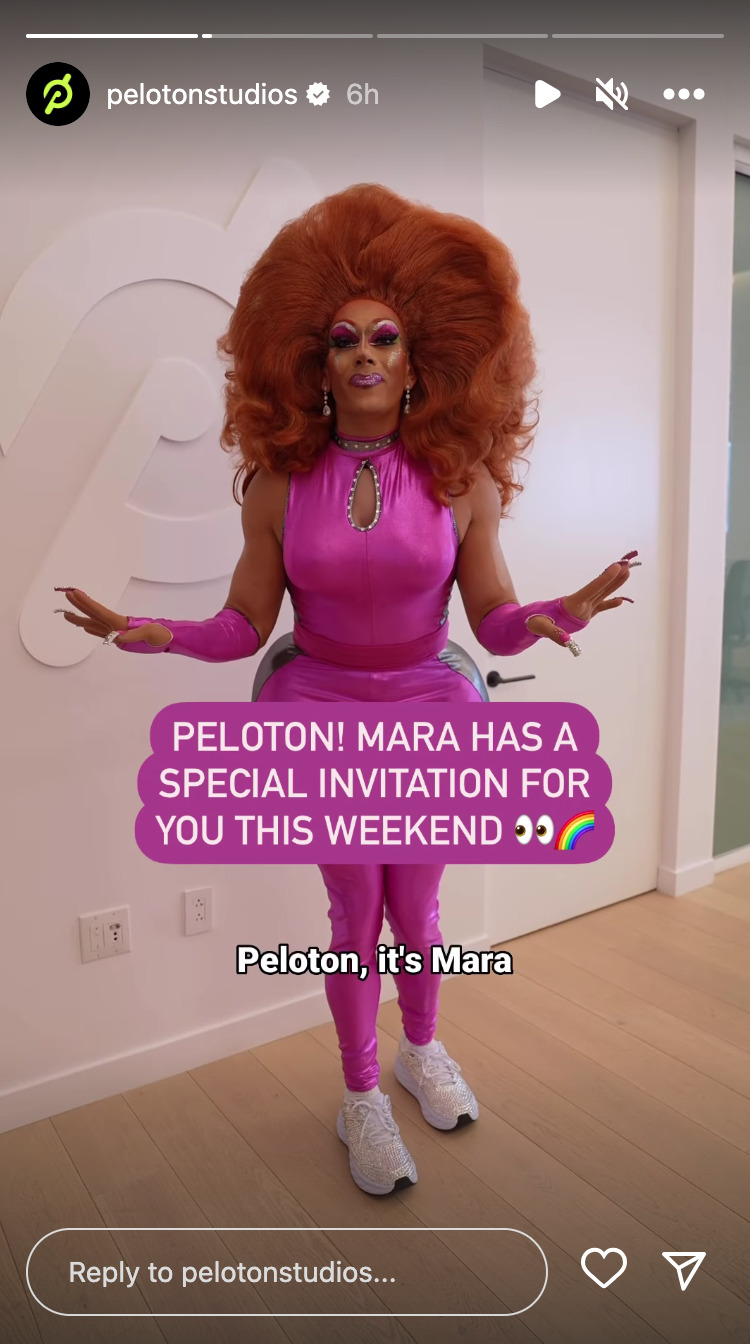 @PelotonStudios Instagram stories announcing retail store Pride event. Image credit Peloton social media.