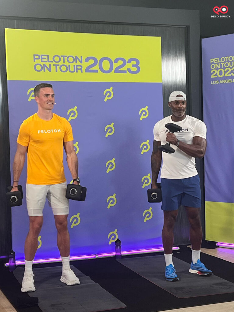 Ben & Adrian teaching a class together at the Peloton On Tour in Los Angeles.