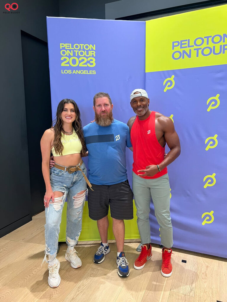 Member with the Peloton Instructors during the Peloton Instructor Experience in Los Angeles, California during the Peloton On Tour.