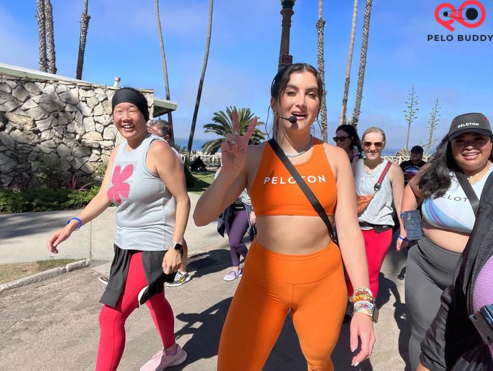 Camila Ramon leads one of the groups at the Peloton Outdoor Walk & Talk at Peloton on Tour.