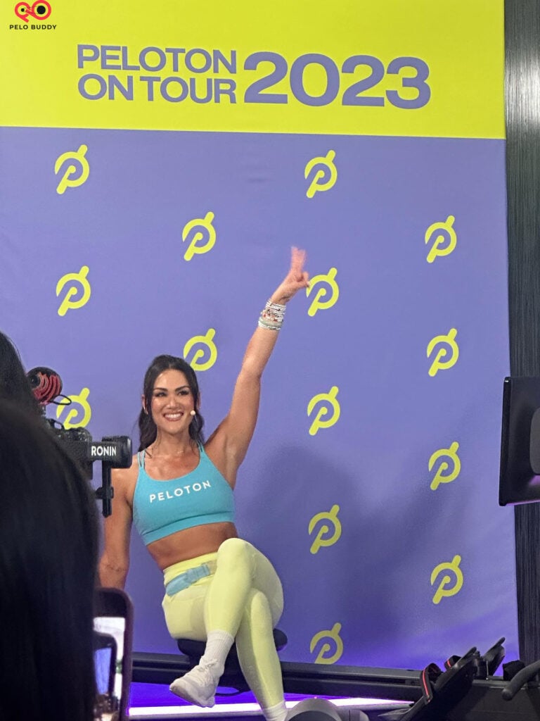 Taking the pre-class screenshot during Peloton on Tour class taping.