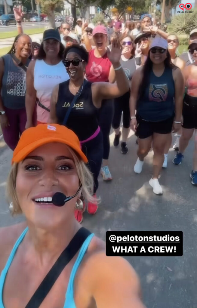 Kendall Toole leading one of Peloton's Outdoor Walk & Talks at Peloton on Tour in Los Angeles, California.