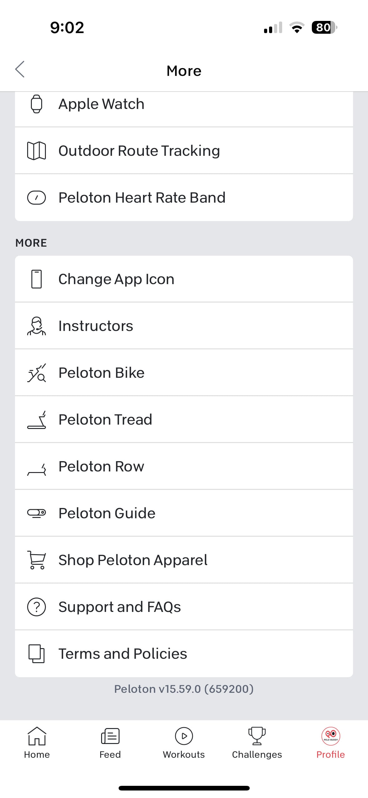 New "change app icon" option in Peloton App menu.