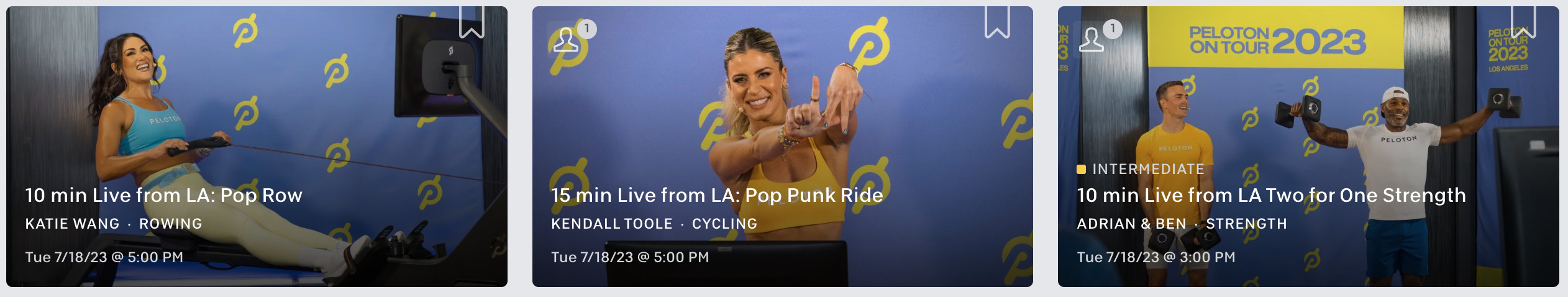 Peloton on Tour Los Angeles classes in the on-demand library.