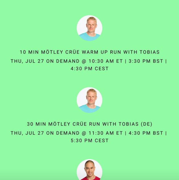 Mötley Crüe Peloton classes. Image credit Peloton social media.