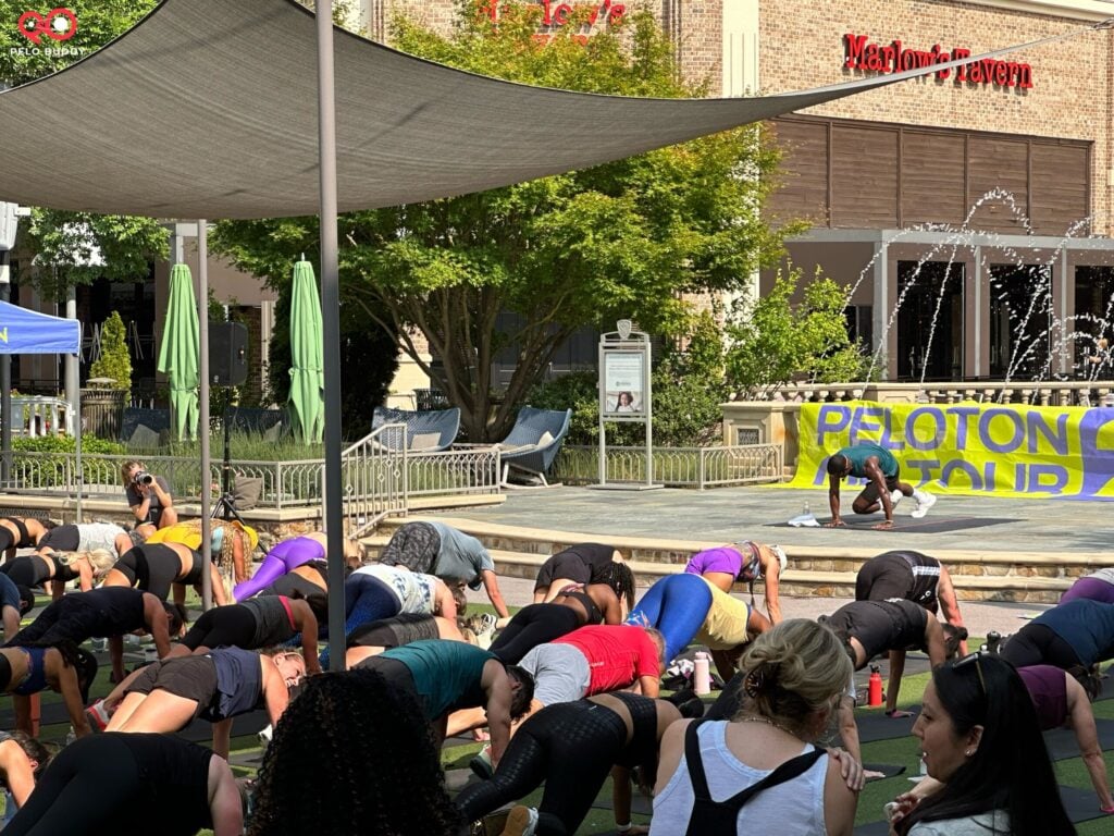 Alex Toussaint leading the final Peloton outdoor class.