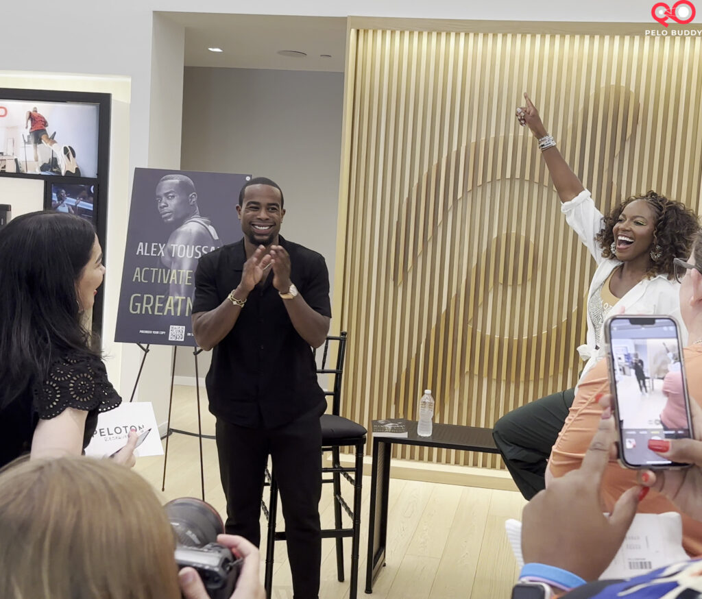 Marcel Dinkins moderated the discussion with Alex Toussaint during Peloton on Tour in Atlanta.
