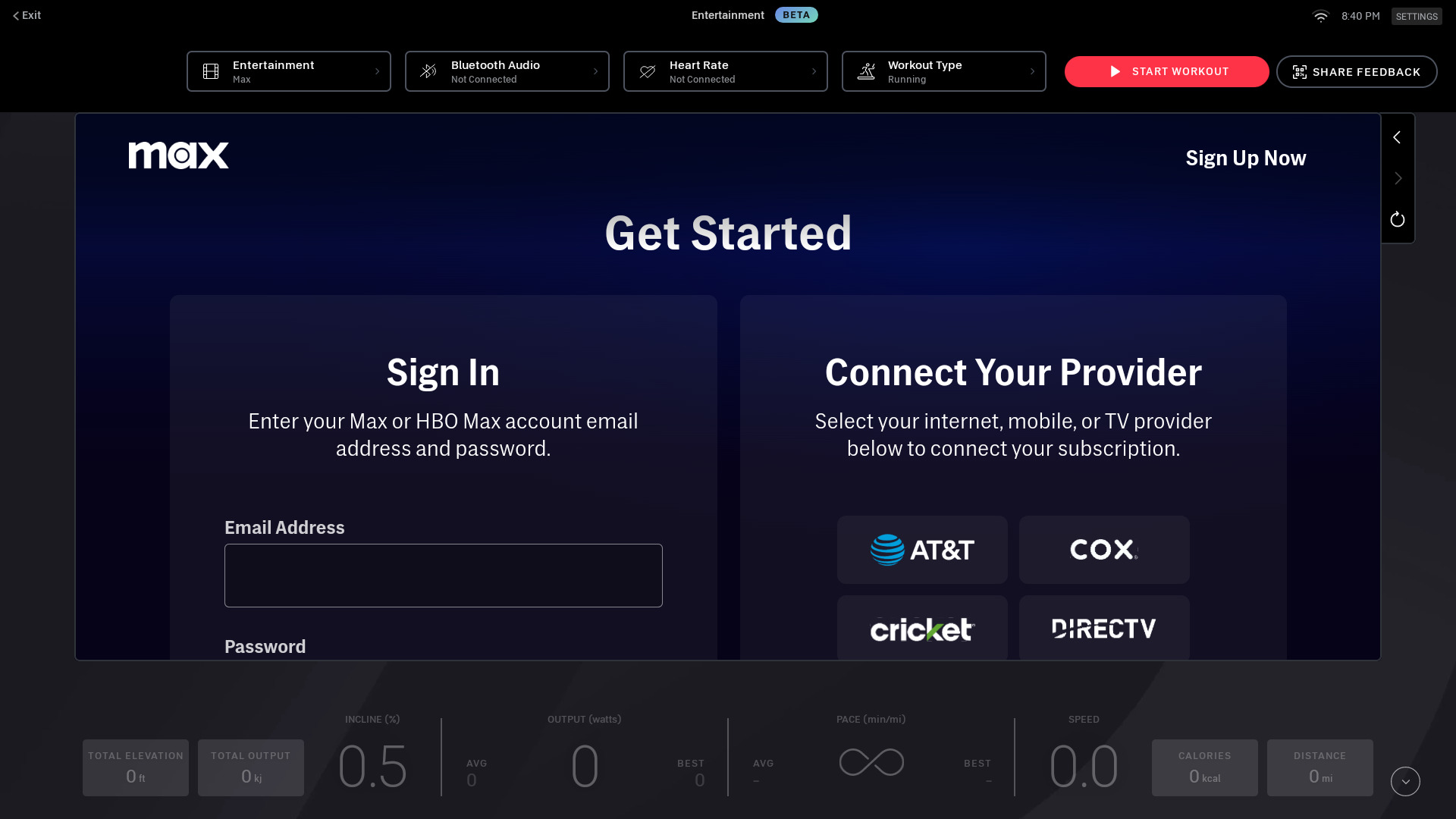 Max login options.