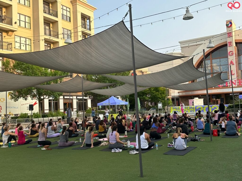 Dr. Chelsea Jackson Roberts teaching a Yoga class.