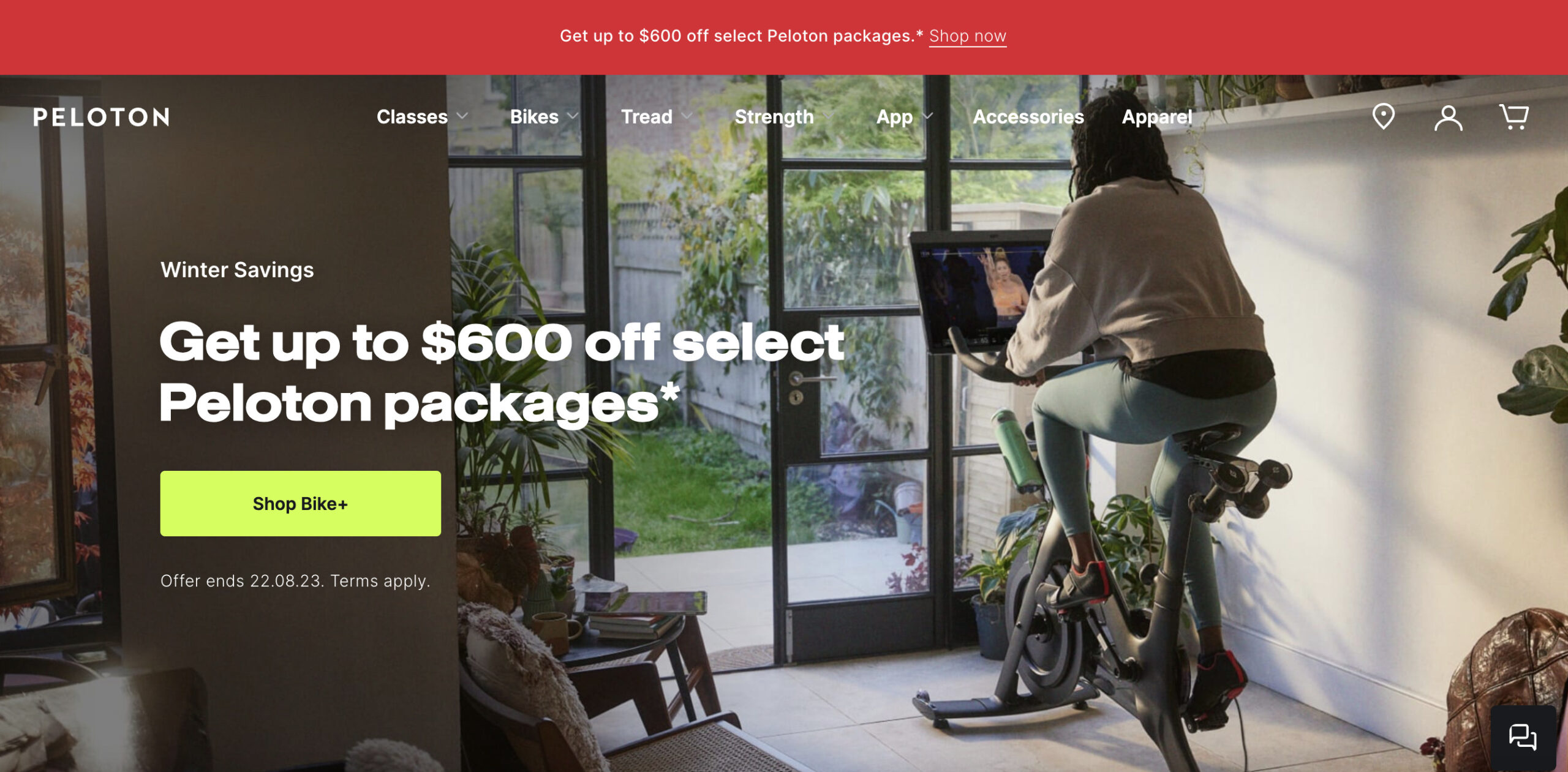 Peloton Australia homepage.