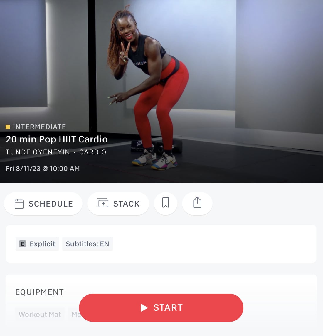 20 min. Pop HIIT Cardio Class with Tunde Oyeneyin on 8/11/23.