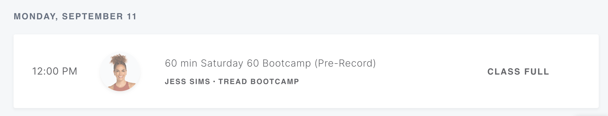 Saturday 60 on Peloton Studio Booking Site.