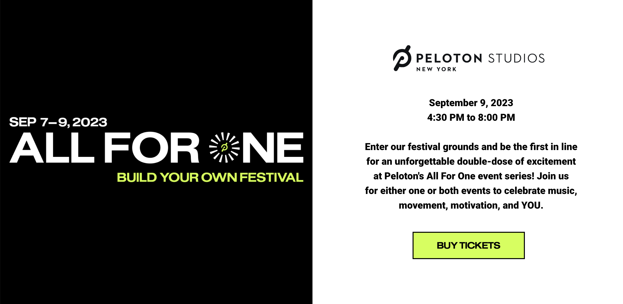 Peloton AFO Hip Hop 50 & DJ After Party event page.