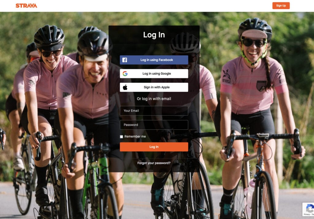 Login to Strava to proceed.