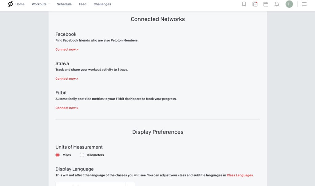 New section for Strava in preferences.