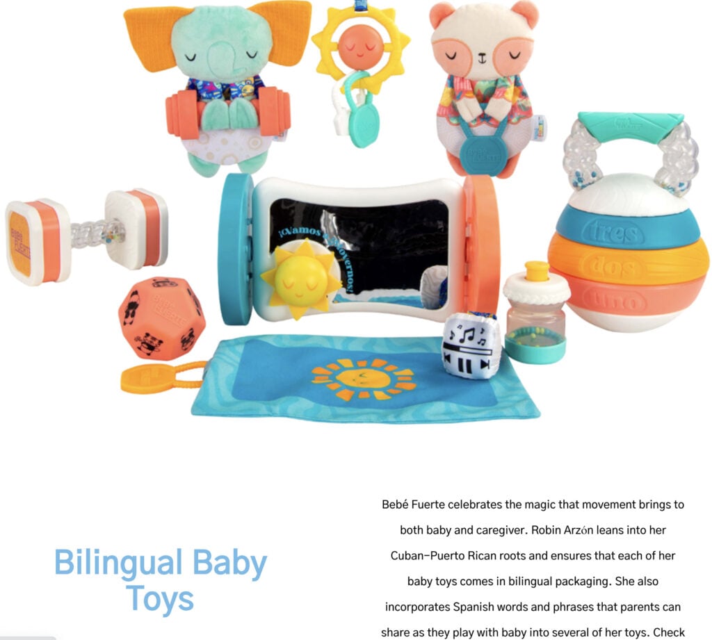 An image of the new "Bebé Fuerte" toys from Robin Arzon.