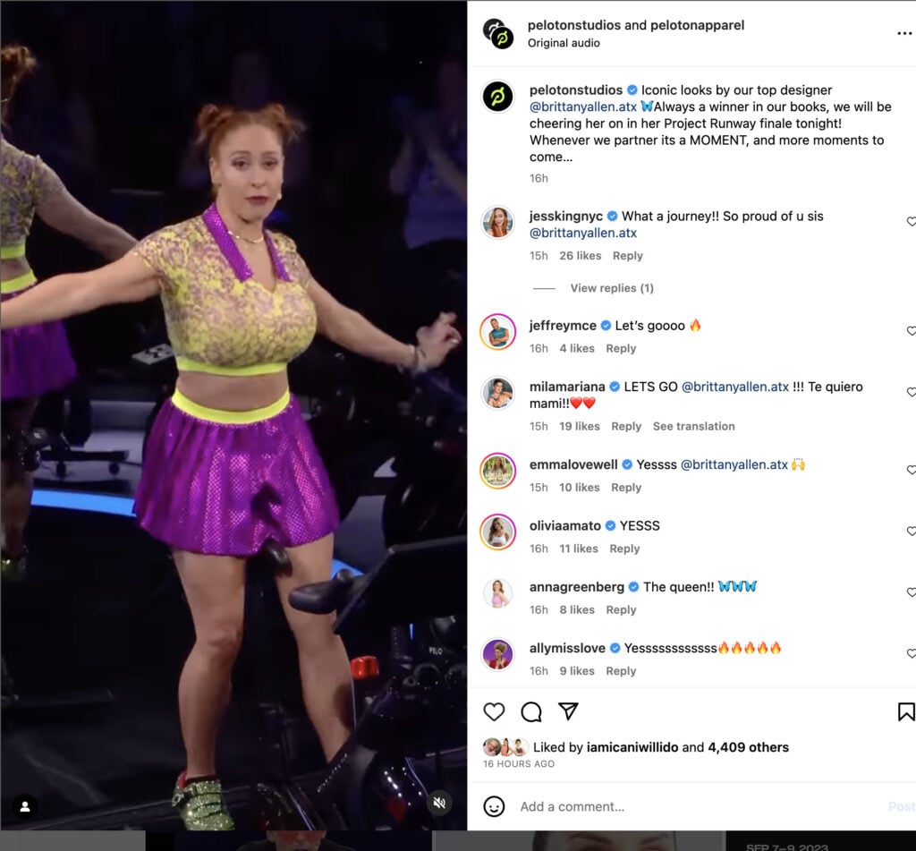 A video posted to @PelotonStudios wishing Brittany good luck.