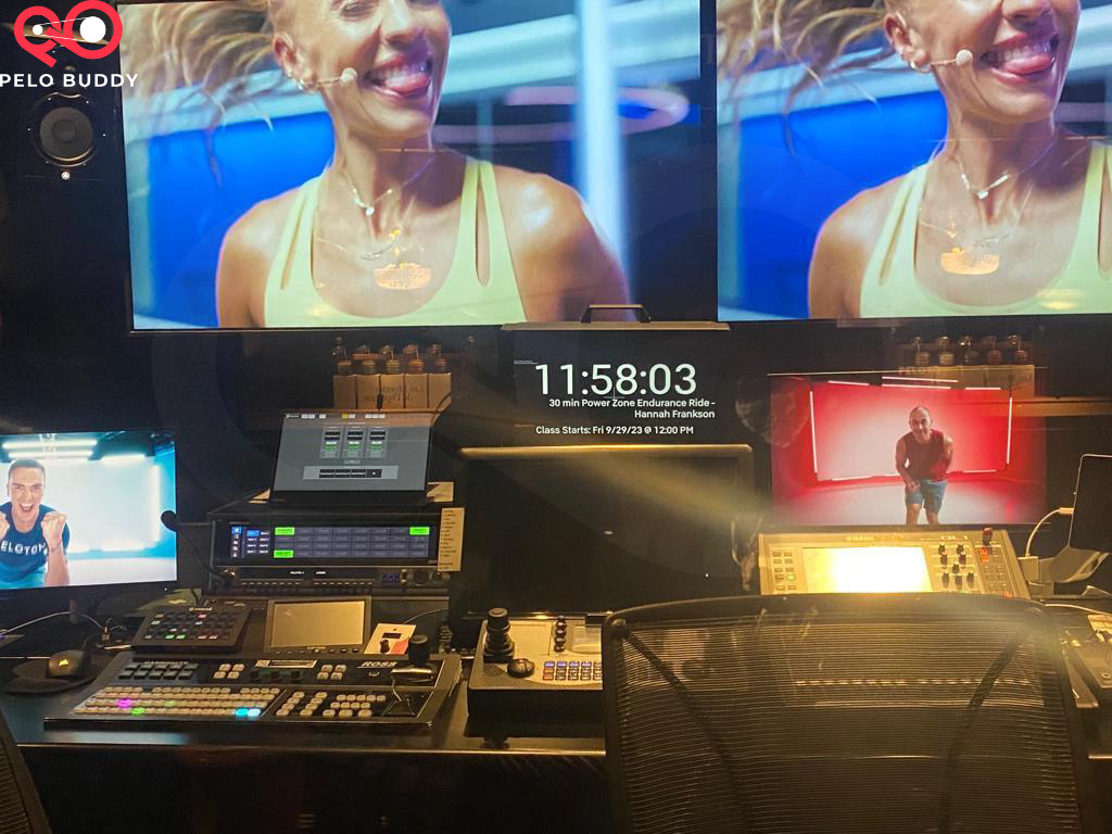 Zoomed out picture of control room at Peloton Studios London.