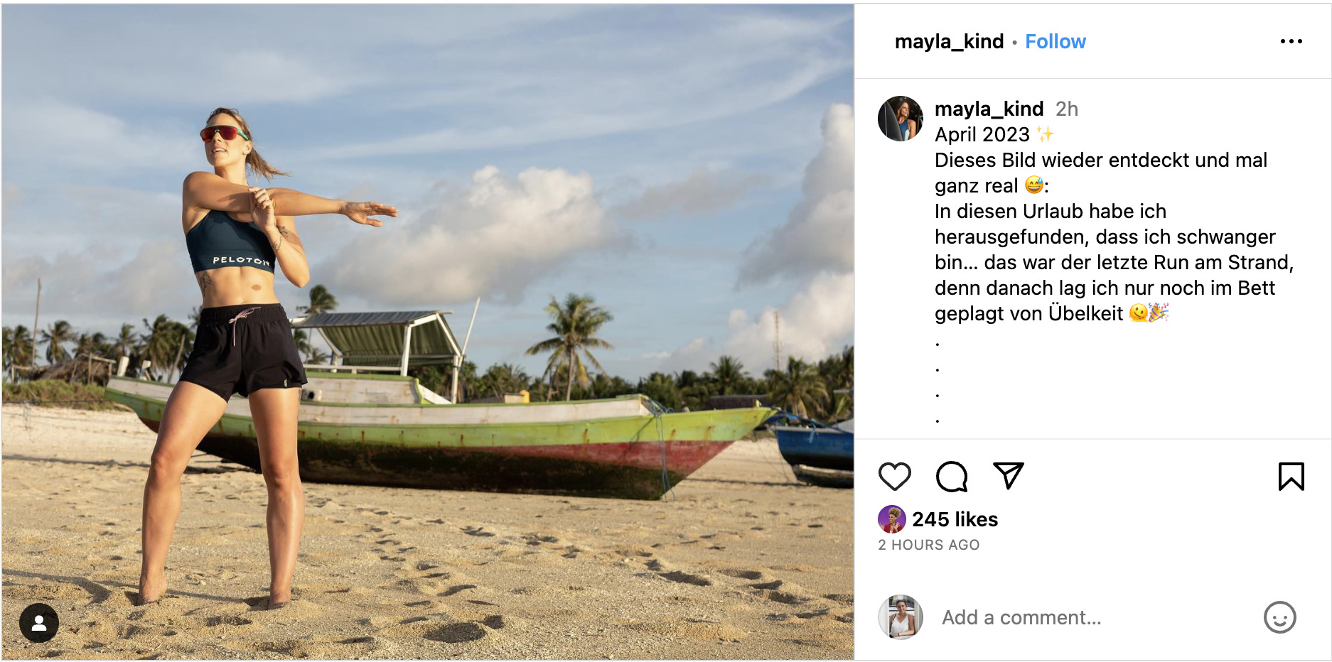Mayla Wedekind's Instagram post announcing pregnancy.