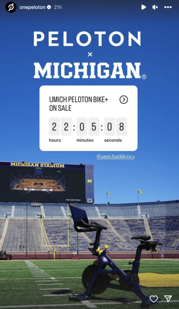 Social media countdown to the launch of the University of Michigan Peloton Bike+