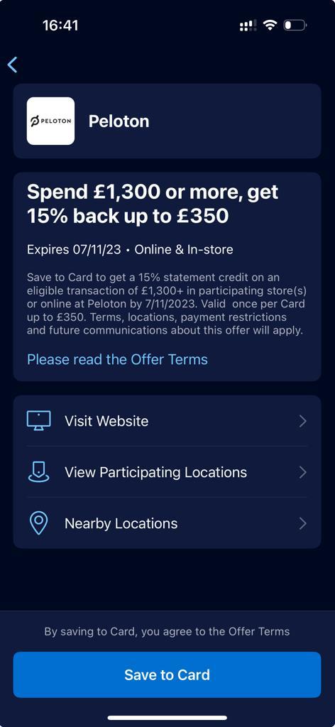 Peloton x Amex offer.