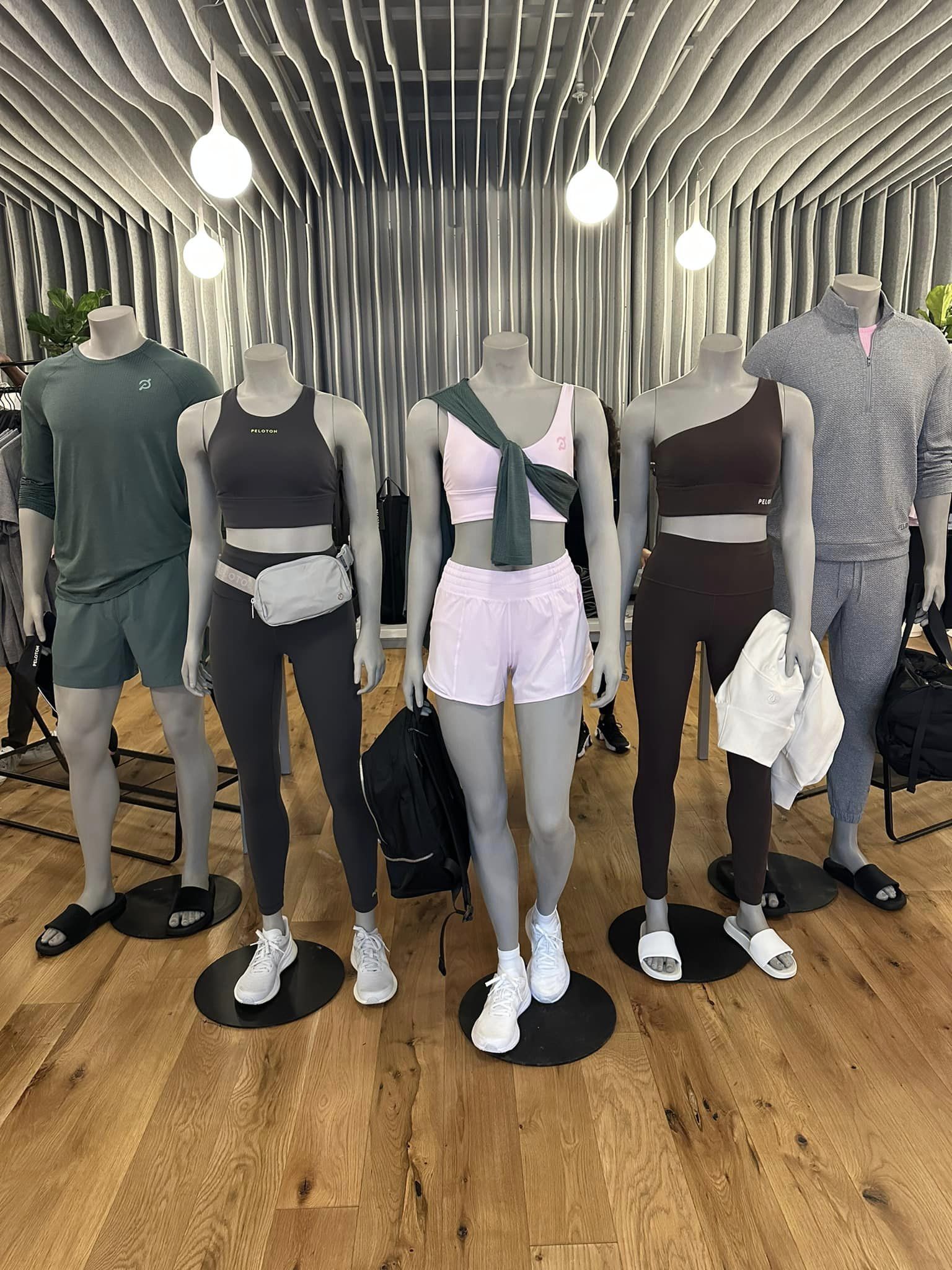 Peloton x lululemon collection on display at the lululemon Lincoln Park Experiential Store in Chicago. Image credit Holly Kabler (#crabbie_kakes).
