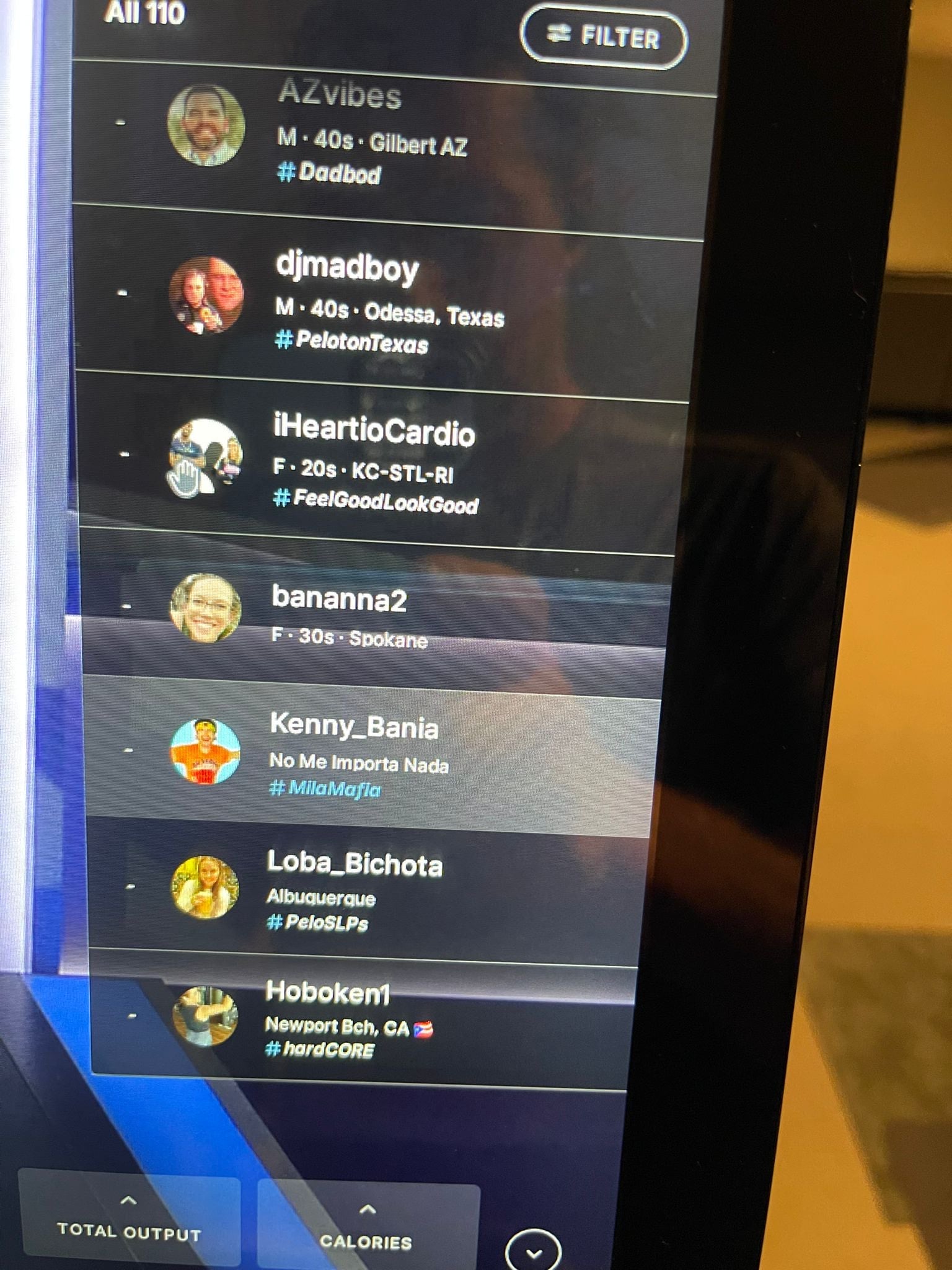 Updated leaderboard spacing on Peloton device.