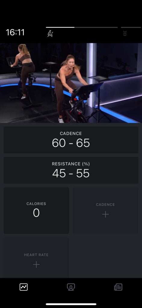Target metrics on the app in portrait view on iOS.