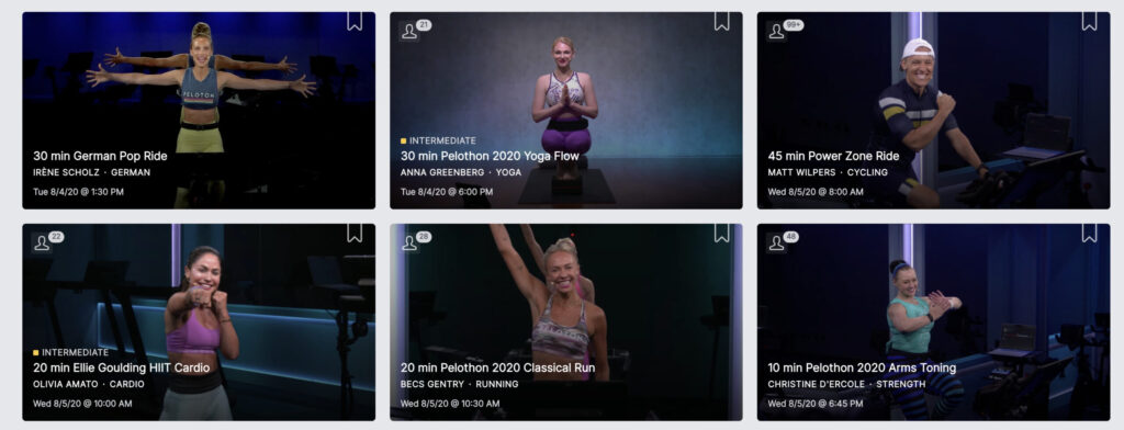 Some of the classes saved in the October 6, 2023 Peloton class purge.