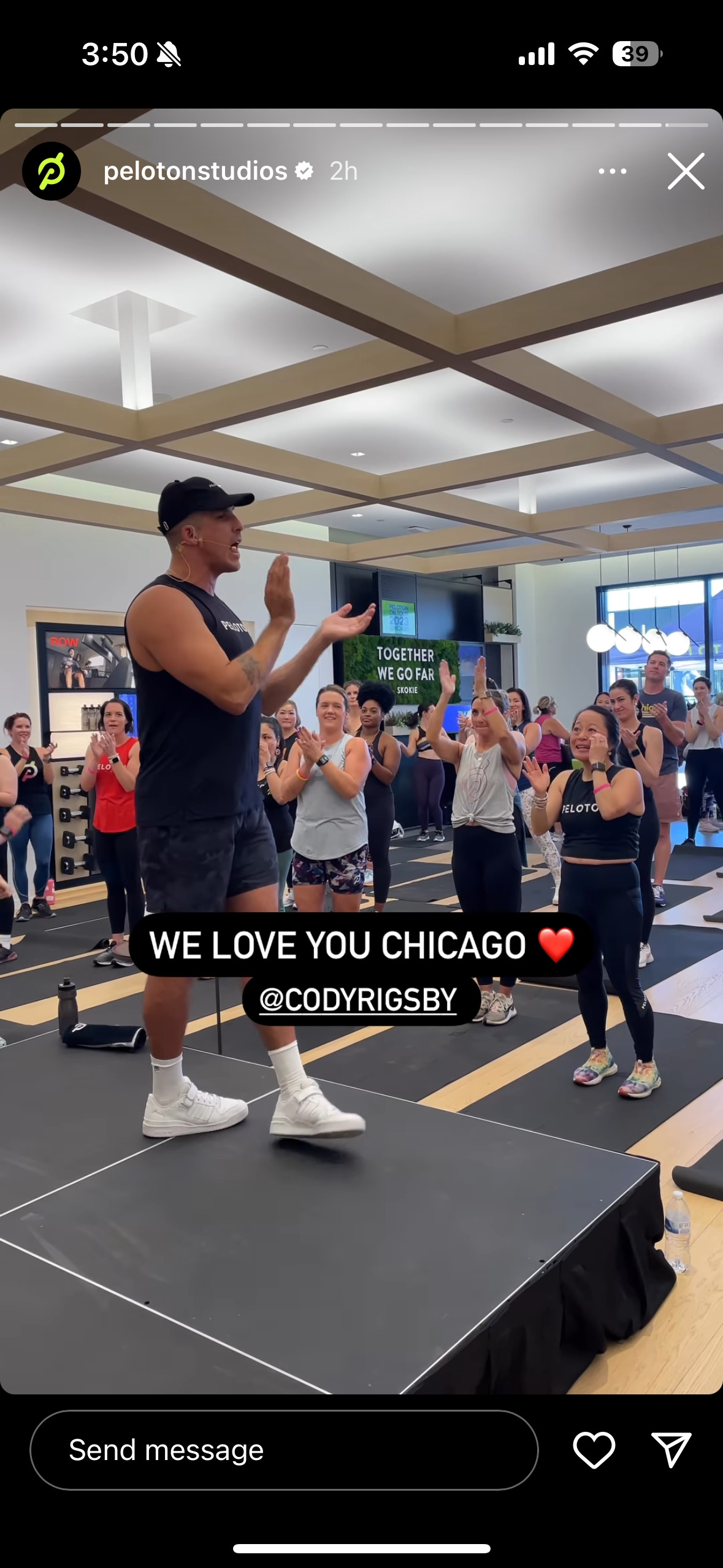 Cody's Dance Cardio class. Image credit Peloton social media.