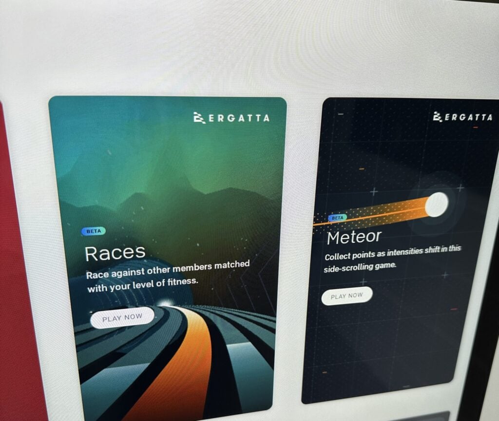 Two new panels on the "More" section to access Ergatta Meteor & Races on Peloton Row.