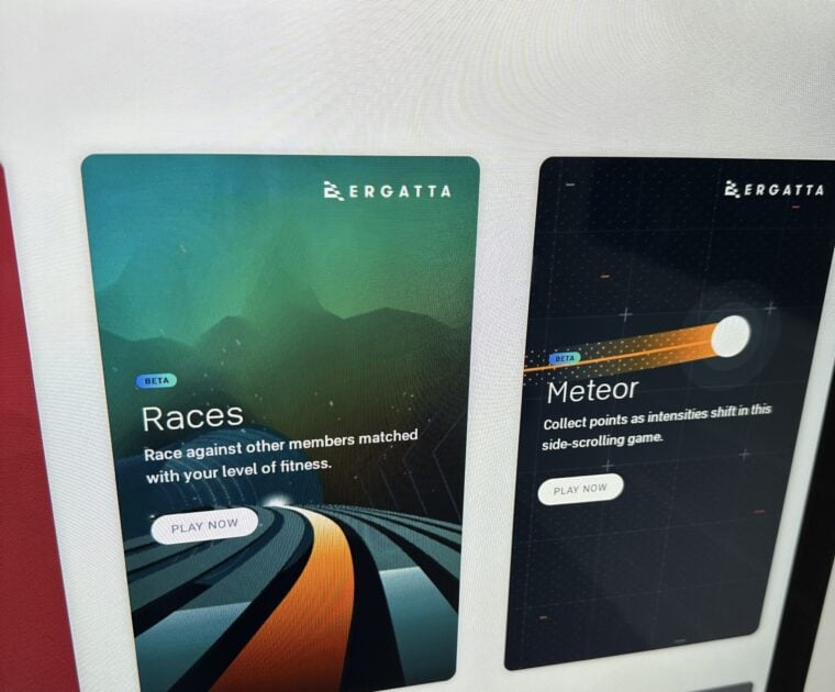 Two new panels on the "More" section to access Ergatta Meteor & Races on Peloton Row.