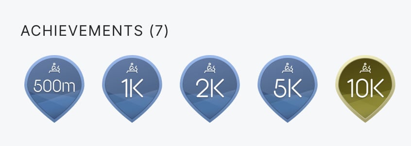 Personal best badges on the Peloton Row.