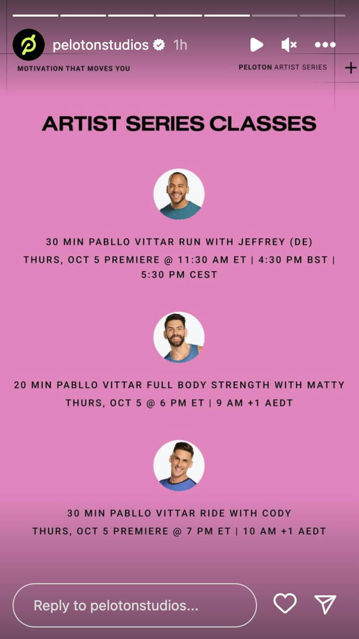 Peloton Pabllo Vittar classes. Image credit Peloton social media.