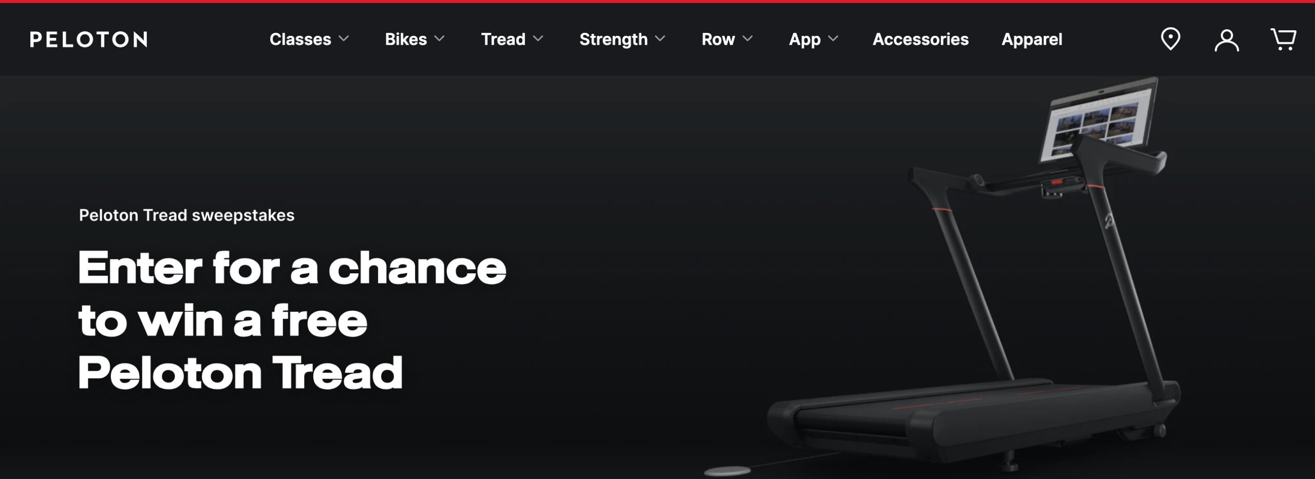 Peloton Tread sweepstakes website.