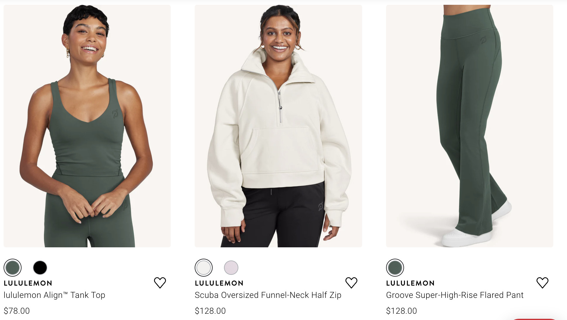 Peloton x lululemon apparel items.