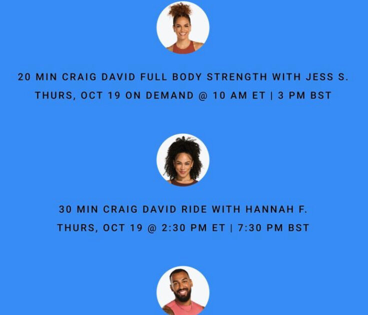 Peloton Craig David classes. Image credit Peloton social media.