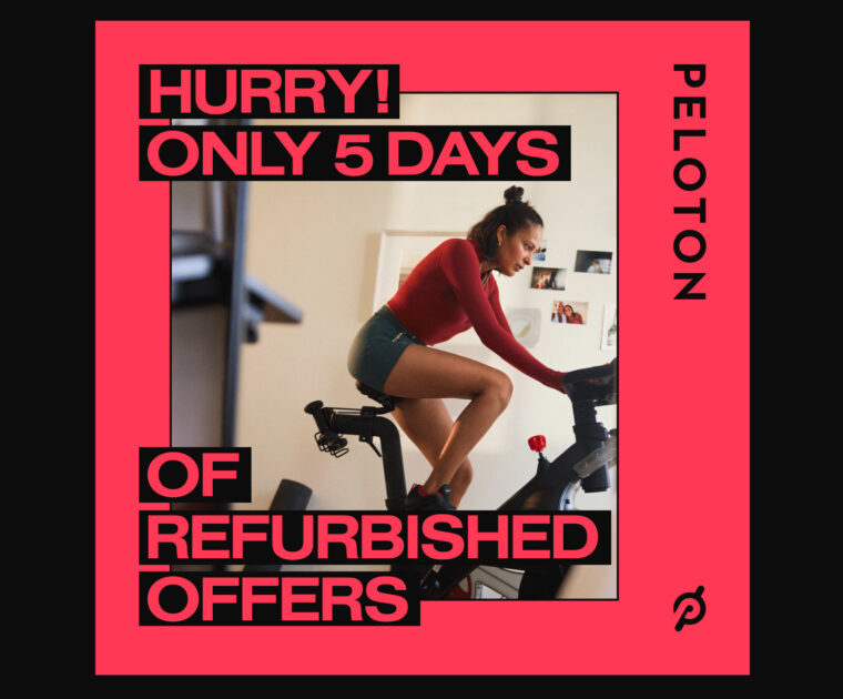 Peloton email to customers advertising refurbished bike offer.