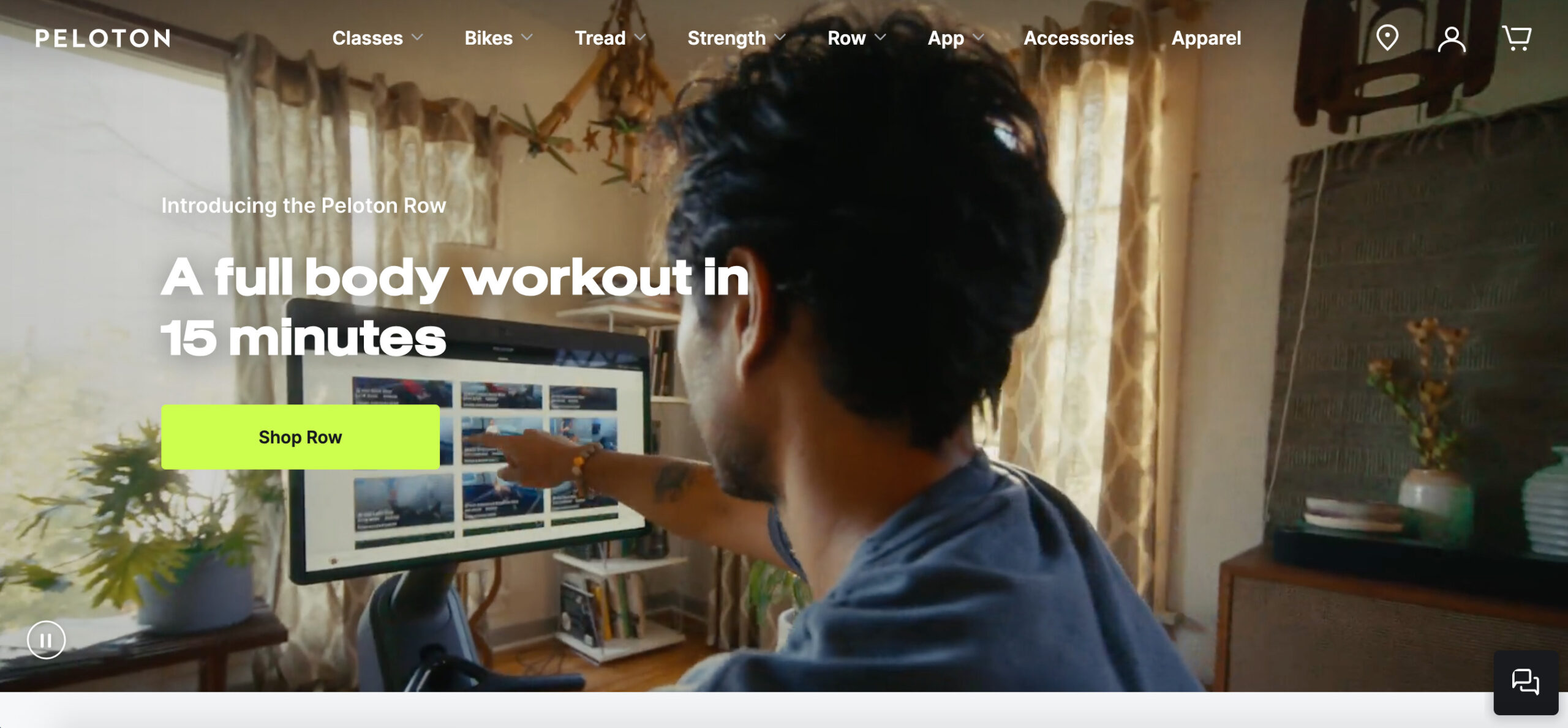 Peloton Canada homepage updated with the Row.