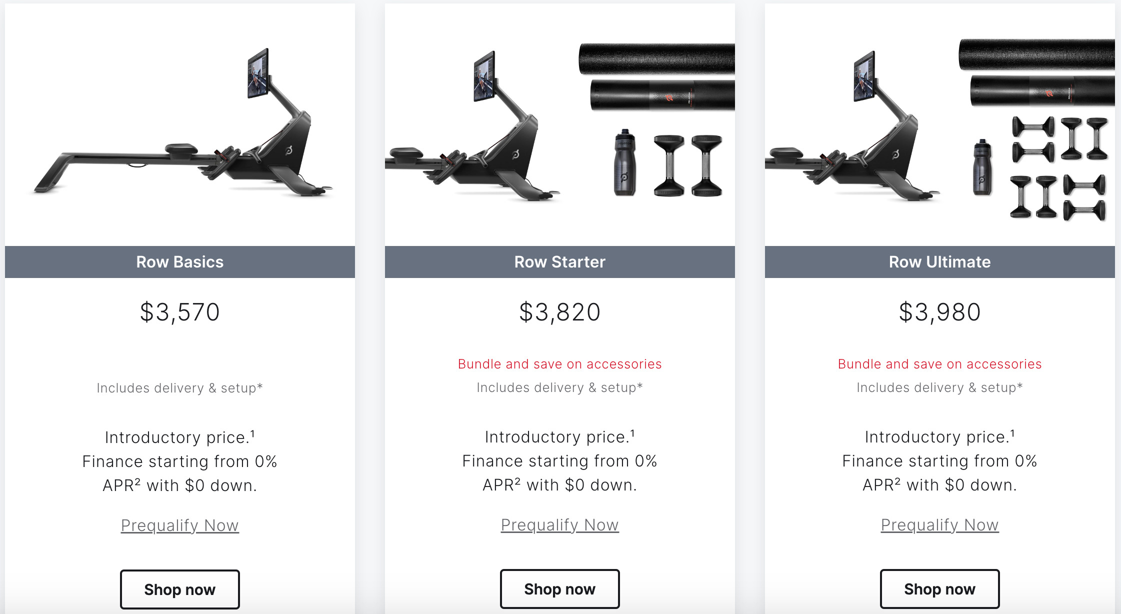 Peloton Row packages in Canada.