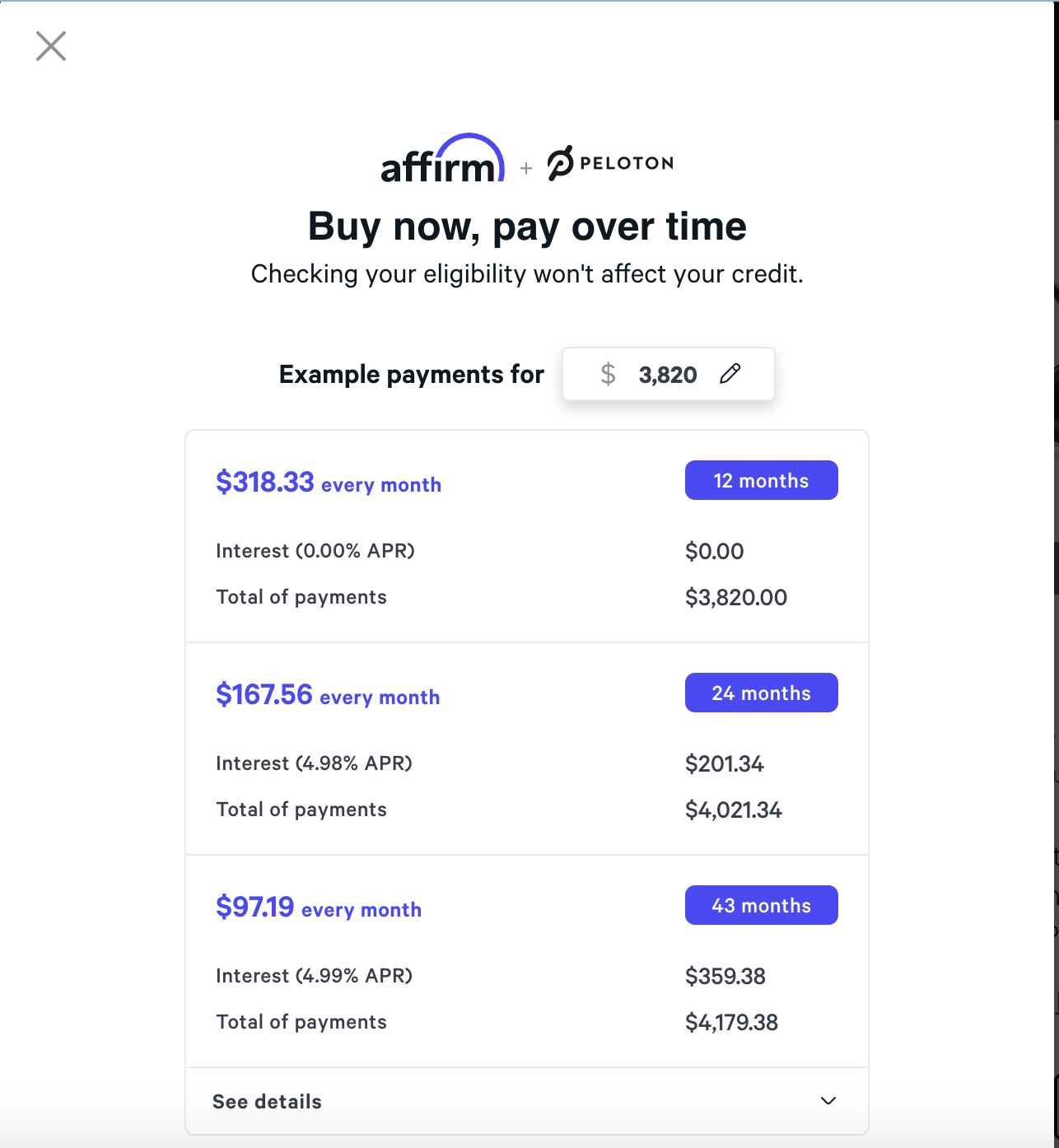 Peloton Row Canada financing options.