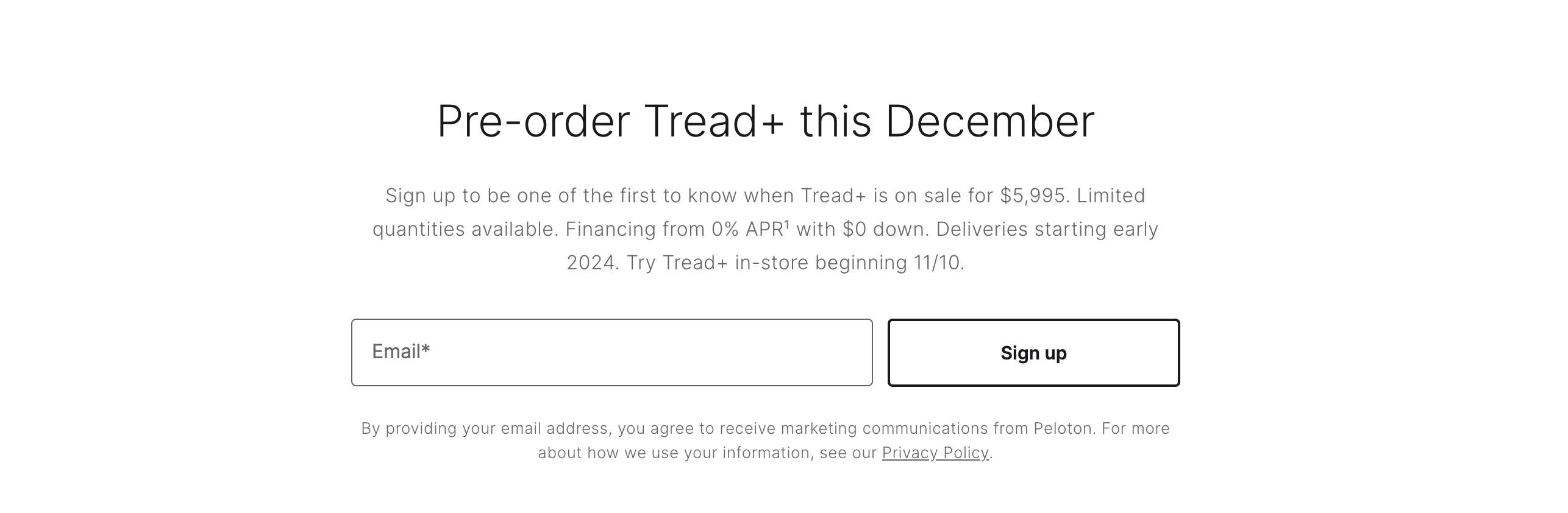Tread+ page on Peloton website.