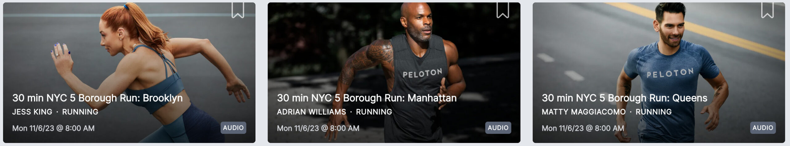 Peloton 5 borough outdoor run classes in on-demand library.