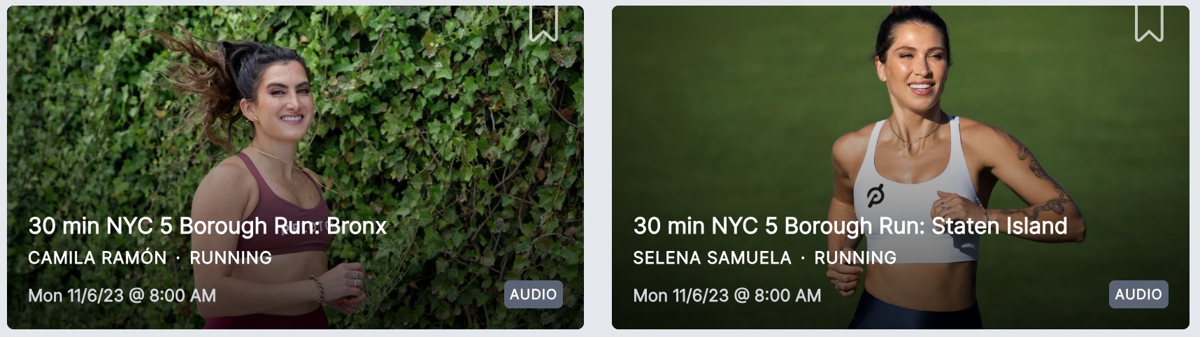 Peloton 5 borough outdoor run classes in on-demand library.