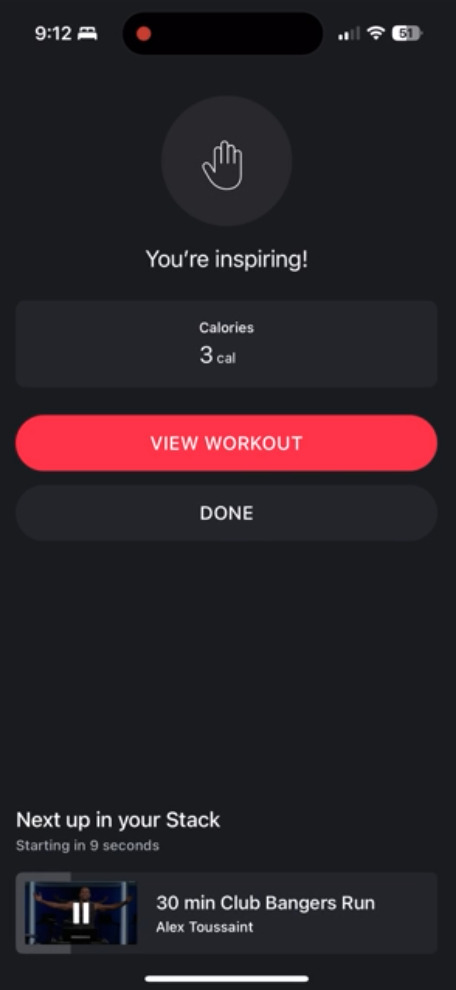 Auto-play section on summary page in Peloton app.