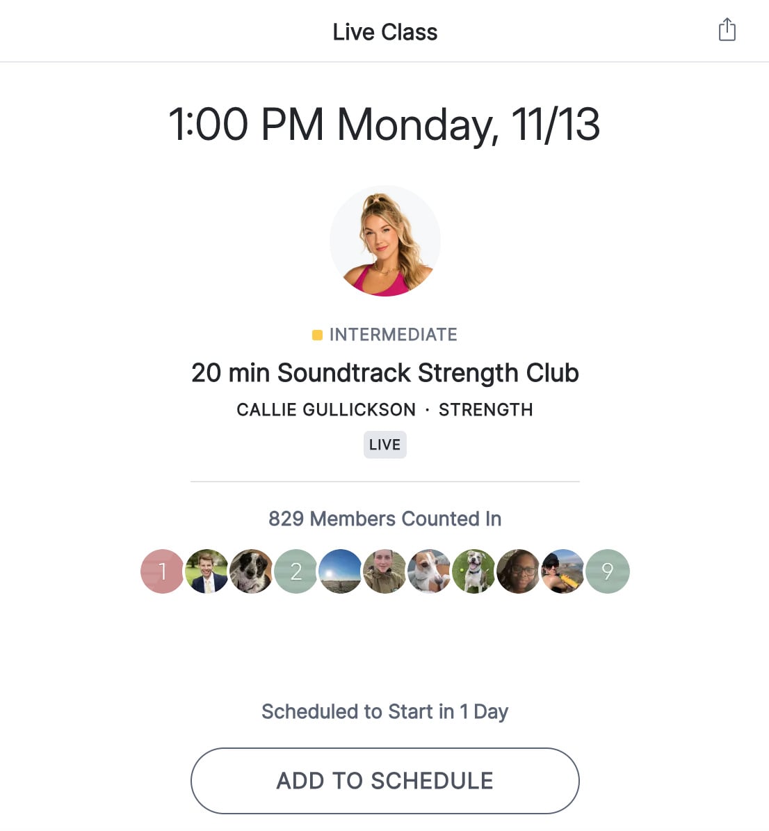 Soundtrack Strength Club class on upcoming schedule on November 13, 2023.