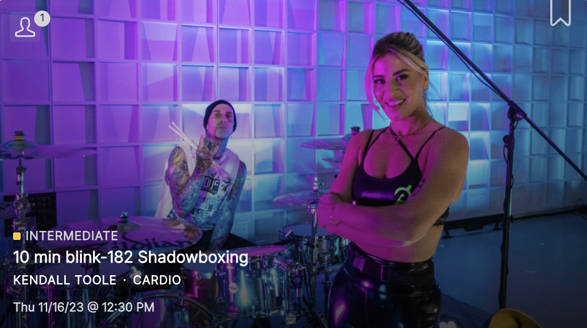 10 min. blink-182 Shadowboxing Class with Kendall Toole featuring Travis Barker.