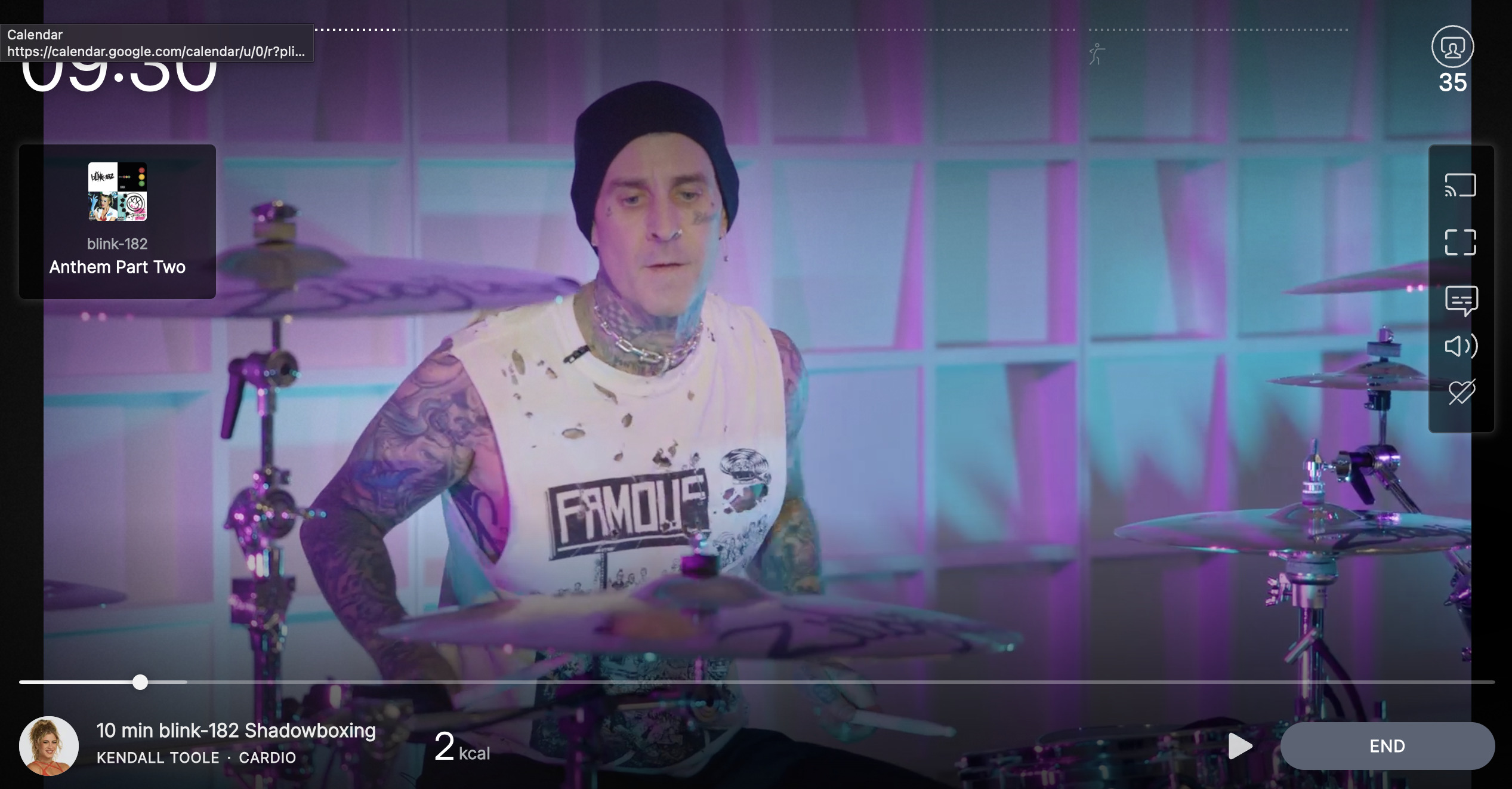 10 min. blink-182 Shadowboxing Class with Kendall Toole featuring Travis Barker.