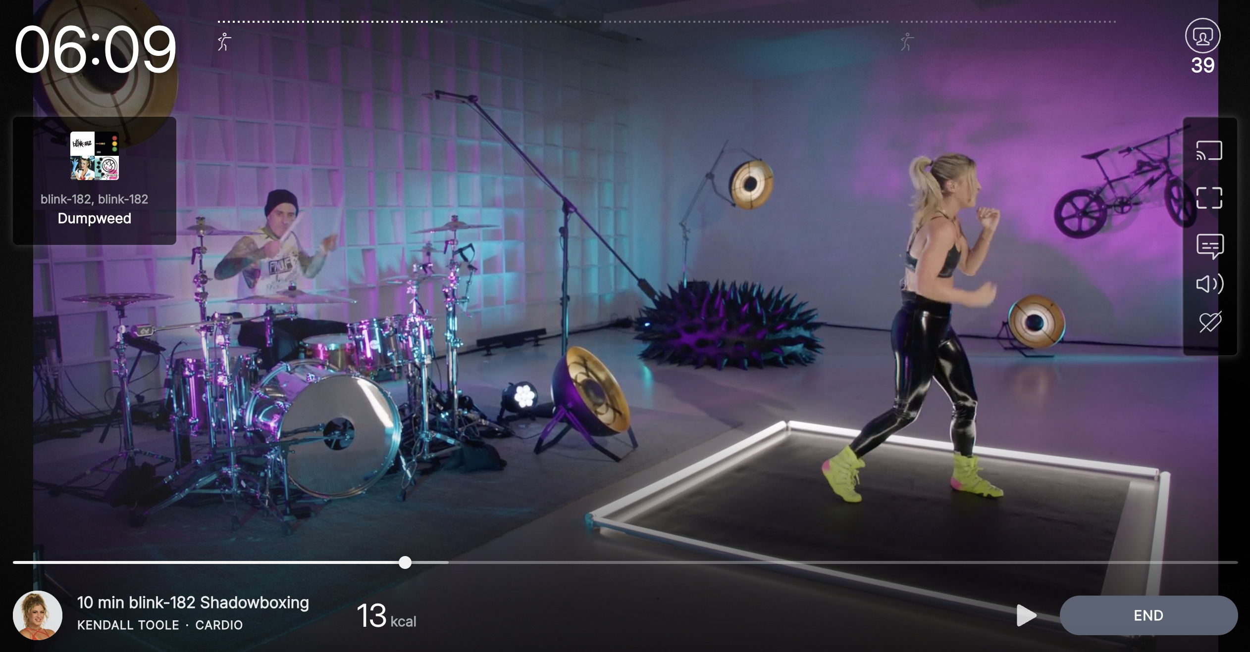 10 min. blink-182 Shadowboxing Class with Kendall Toole featuring Travis Barker.