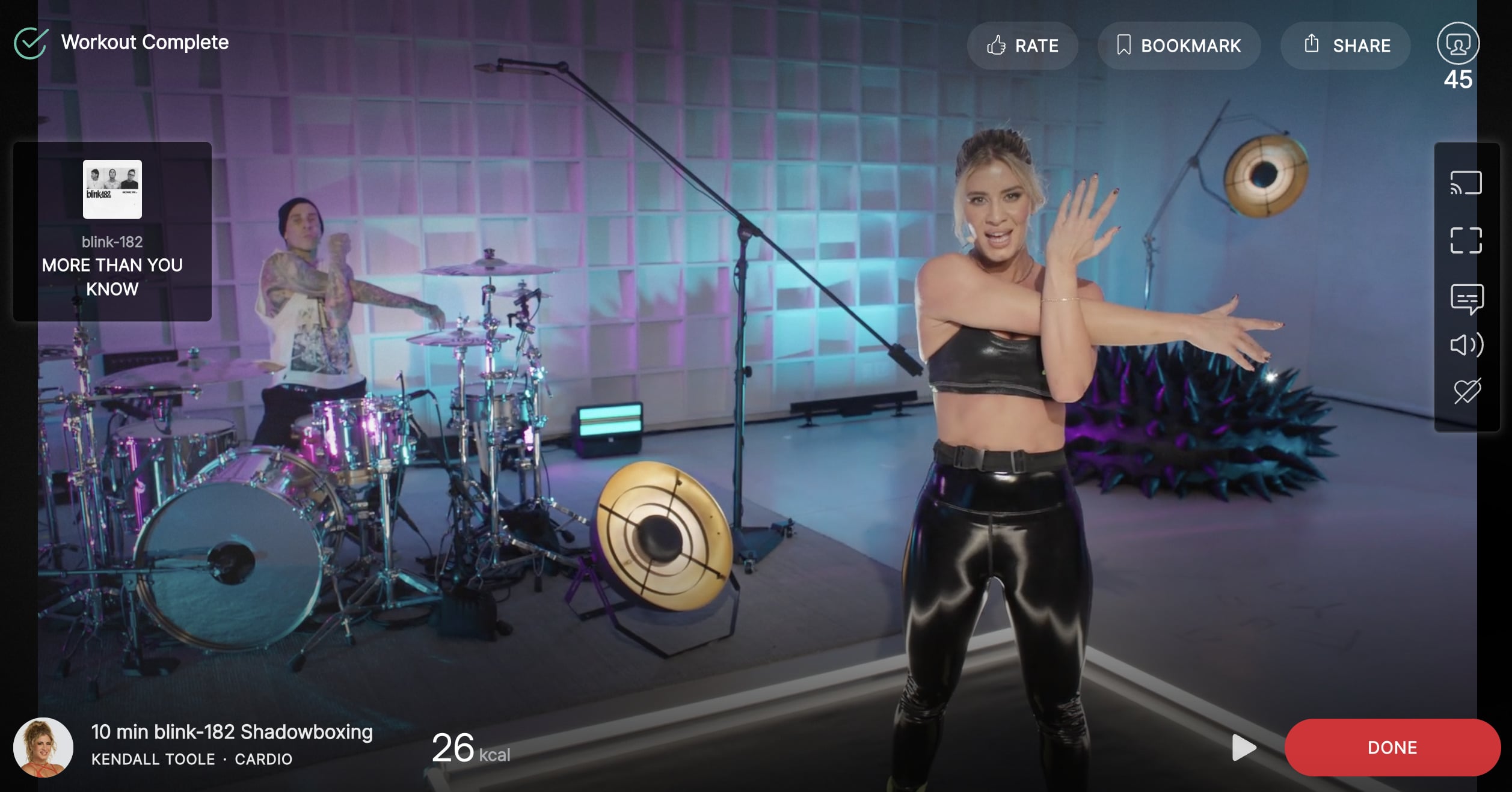 10 min. blink-182 Shadowboxing Class with Kendall Toole featuring Travis Barker.